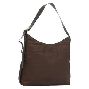 Salvatore Ferragamo Shoulder Bag Nylon Leather Brown Silver Auth am8722